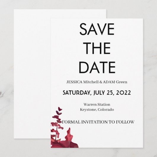 Moderne Tekst 10 sparen de datumUitnodiging Kaart (Voorkant / Achterkant)