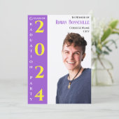 Moderne Tekst 1 Foto Geel Wit Paarse Zwart Save The Date (Staand voorkant)