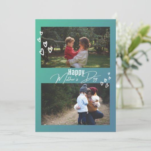 Moderne tekst 2 Foto Moederdag Holiday Kaart (Staand voorkant)