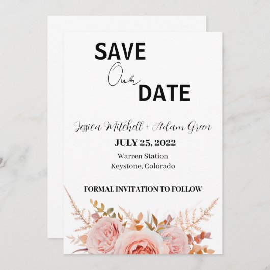 Moderne Tekst 2 sparen de Uitnodiging van de Datum (Voorkant / Achterkant)