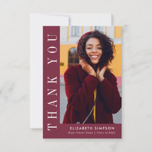 Moderne tekst Afstuderen Dank u fotokaart Bedankkaart (Voorkant)