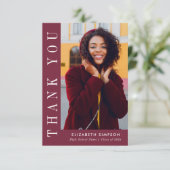 Moderne tekst Afstuderen Dank u fotokaart Bedankkaart (Staand voorkant)