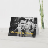 Moderne tekst en foto | Gehuwd en zeegoud Folie Feestdagenkaart (Voorkant)