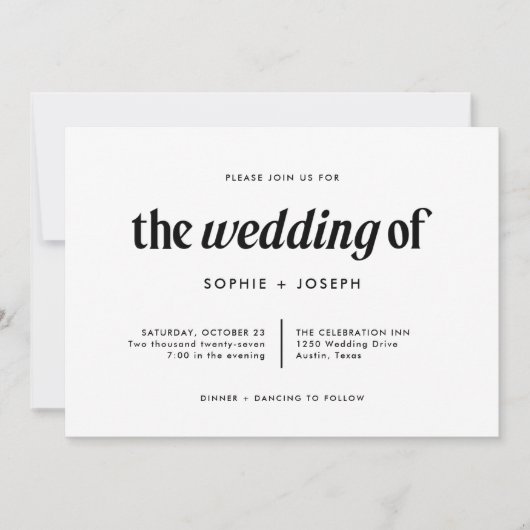 Moderne tekst en foto | Zwart-wit bruiloft Kaart (Voorkant)