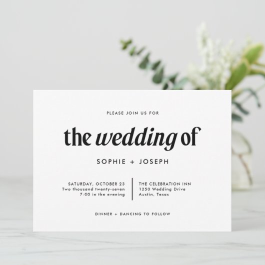 Moderne tekst en foto | Zwart-wit bruiloft Kaart (Staand voorkant)