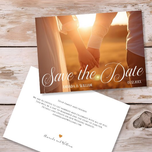 Moderne tekst- en fotobruiloft save the date