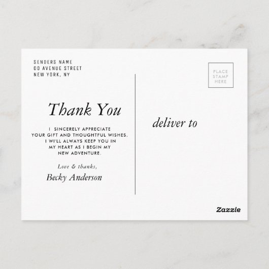 Moderne tekst foto afstuderen dank u briefkaart (Achterkant)