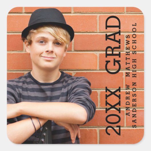 Moderne tekst | Foto Afstuderen Sticker (Voorkant)