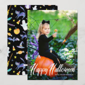 Moderne tekst Halloween Full Bleed Photo Card Feestdagenkaart (Voorkant / Achterkant)
