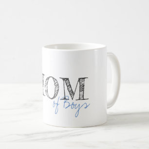 Moderne tekst mam van boys Baby Blue Grey Koffiemok