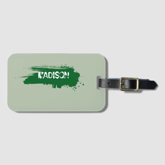 Moderne tekst met elegante saliegroene mini bagagelabel (Voorkant (horizontaal))