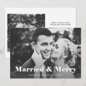 Moderne tekst met twee foto's | Getrouwd en vrolij Feestdagenkaart (Voorkant / Achterkant)
