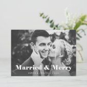 Moderne tekst met twee foto's | Getrouwd en vrolij Feestdagenkaart (Staand voorkant)