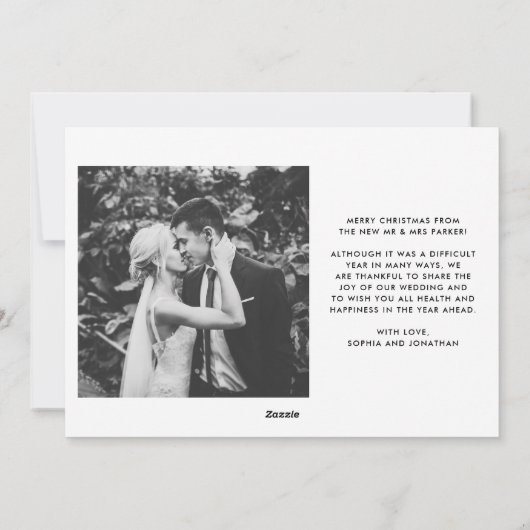 Moderne tekst met twee foto's | Getrouwd en vrolij Feestdagenkaart (Achterkant)