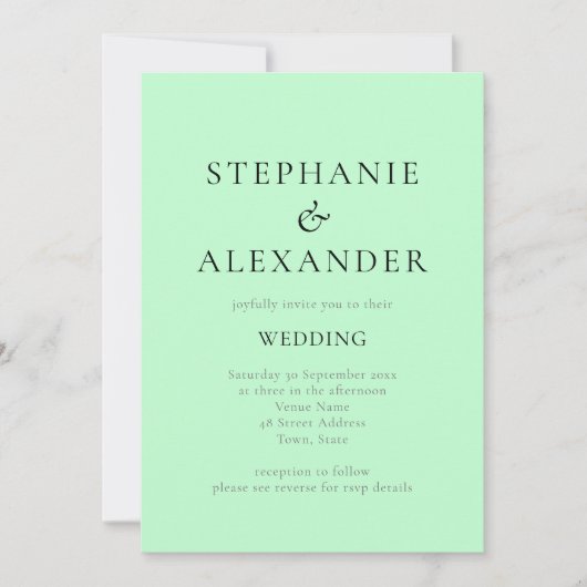 Moderne tekst Mint QR Code Weddenschap Kaart (Voorkant)