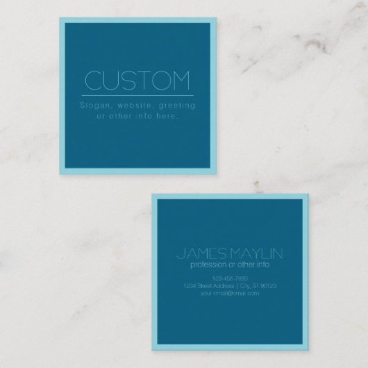 moderne tekst | Ocean & Robin Ei Blauw Vierkante Visitekaartje (Voorkant / Achterkant)