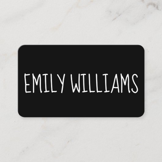 Moderne tekst op zwart visitekaartje (Voorkant)