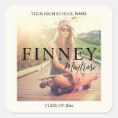 Moderne Tekst Overlay Afstudeerfeest Foto Vierkante Sticker (Voorkant)