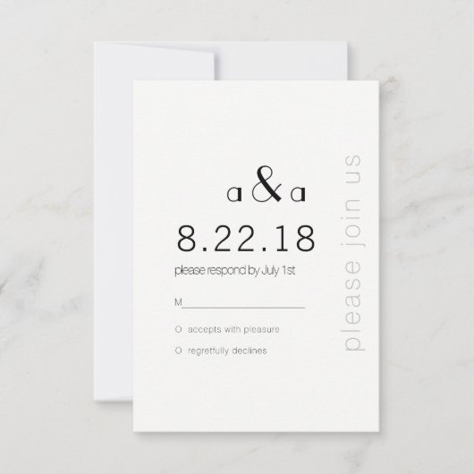 Moderne tekst trouwkaart RSVP kaart (Voorkant)