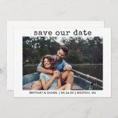 Moderne tekst voor schrijfmachine met schrijfmachi save the date (Voorkant / Achterkant)