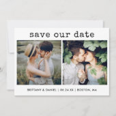 Moderne tekst voor schrijfmachine met schrijfmachi save the date (Voorkant)