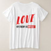 Moderne tekst voor zwart en wit grote maat t-shirt (Design achterkant)