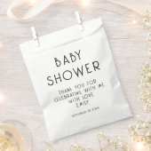 Moderne tekst Zwart Wit Dank u Baby shower Bedankzakje (Geknipt)
