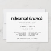 Moderne tekst | Zwart-wit repetitie brunch Kaart (Voorkant)
