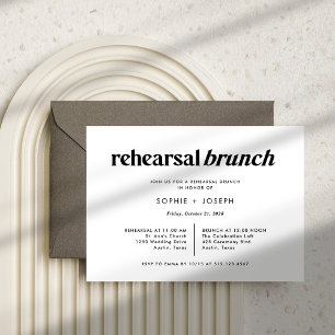 Moderne tekst   Zwart-wit repetitie brunch Kaart