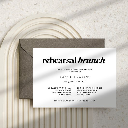 Moderne tekst | Zwart-wit repetitie brunch Kaart