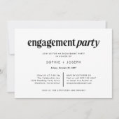 Moderne tekst | Zwart-wit verlovingsfeest Kaart (Voorkant)