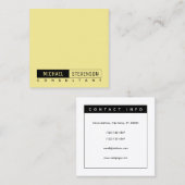 Moderne tekstelegante pastelcitroen vierkante visitekaartje (Voorkant / Achterkant)