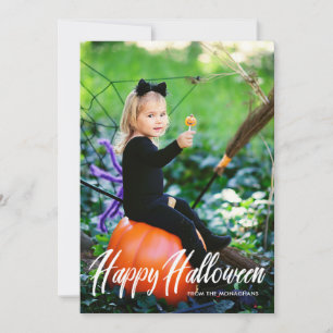 Moderne teksthalloween Full Bleed Photo Card Feestdagenkaart