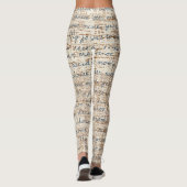 Moderne tekstpatronen beige en bruine rustige retr leggings (Achterkant)