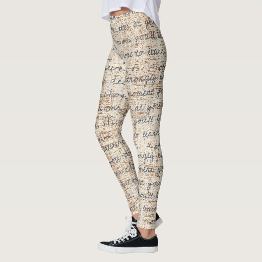 Moderne tekstpatronen beige en bruine rustige retr leggings (Links)