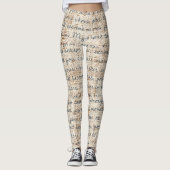 Moderne tekstpatronen beige en bruine rustige retr leggings (Voorkant)