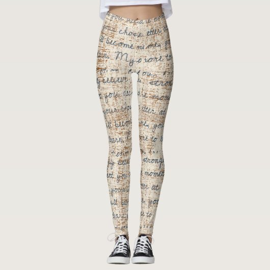 Moderne tekstpatronen beige en bruine rustige retr leggings (Voorkant)