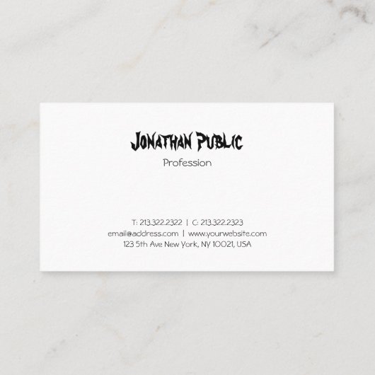 Moderne tekstscript Design Simple Chic Trendy Visitekaartje (Achterkant)