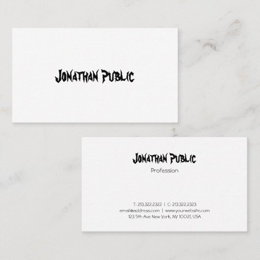 Moderne tekstscript Design Simple Chic Trendy Visitekaartje (Voorkant / Achterkant)