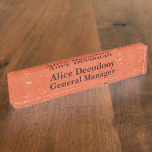 Moderne Tekstuur Gebrande Oranje Algemeen Manager Naambordje