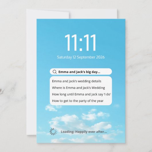 Moderne Telefoon Scherm zoeken thema bruiloft Kaart (Voorkant)