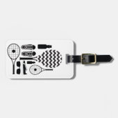 Moderne Tennis-apparatuur en Accessoires Patroon Bagagelabel (Voorkant horizontaal)