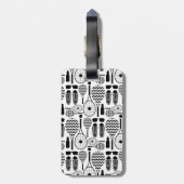 Moderne Tennis-apparatuur en Accessoires Patroon Bagagelabel (Achterkant verticaal)