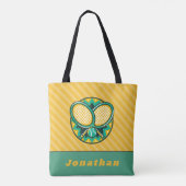 Moderne Tennis Design Theme Rackets Ball & Name Fu Tote Bag (Achterkant)
