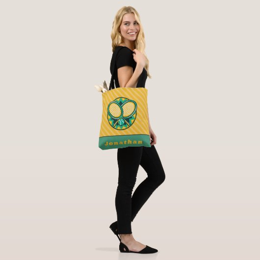 Moderne Tennis Design Theme Rackets Ball & Name Fu Tote Bag (Op model)