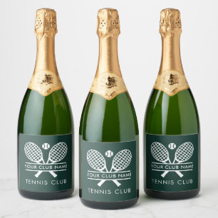 Moderne Tennisclub Naam Groen Aangepast Sparkling Wijnetiket