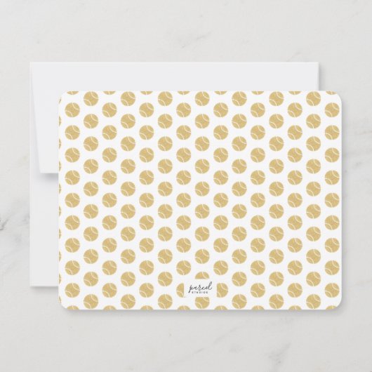 Moderne tennisracket in goud en wit Dank u Bedankkaart (Achterkant)