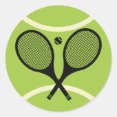 Moderne tennisrackets bal ronde sticker (Voorkant)