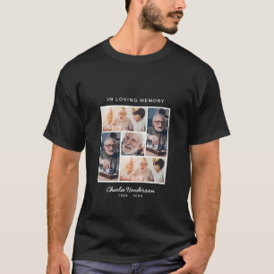 Moderne 'Ter nagedachtenis aan' 5-foto rouwdienst T-shirt