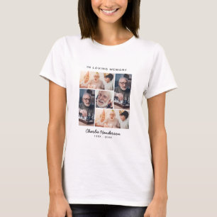 Moderne 'Ter nagedachtenis aan' 5-foto rouwdienst T-shirt